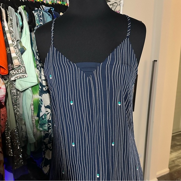 A Collection Navy and white striped mini Dress size medium - Picture 3 of 8